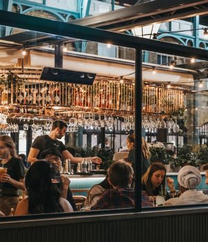 Busy Northampton resturant with customers sitting at table Busy Northampton resturant with customers sitting at table
