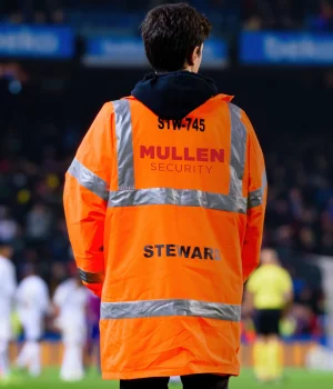 Mullen Security guard protecting the match in Northampton Mullen Security guard protecting the match in Northampton